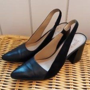 Life Stride Black Leather Slingback Heels